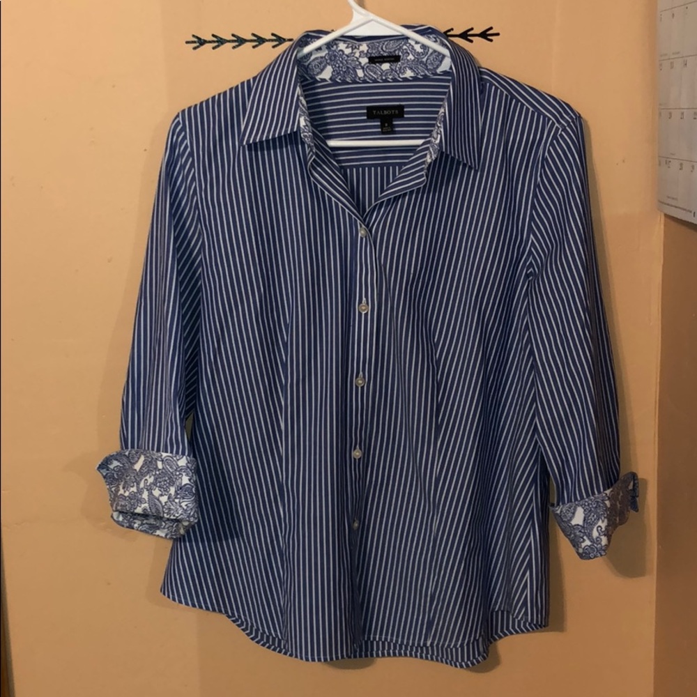 Talbots Button Down, Stripe/Paisley